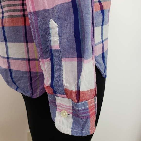 Old Navy The Classic Shirt plaid button down red and blue size medium - Picture 4 of 8
